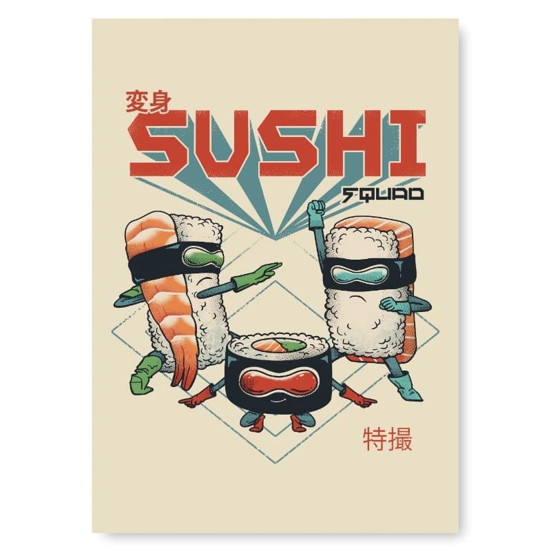 Japanisches Poster Sushi Squad A3
