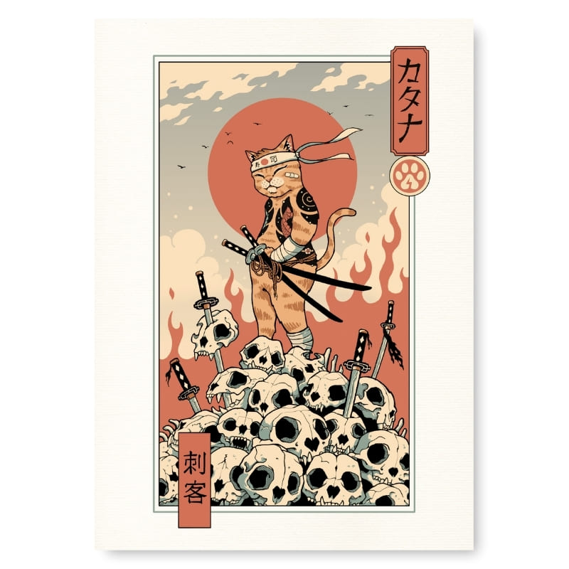 Japanisches Poster Ukiyo-e Neko Auftragsmörder A3