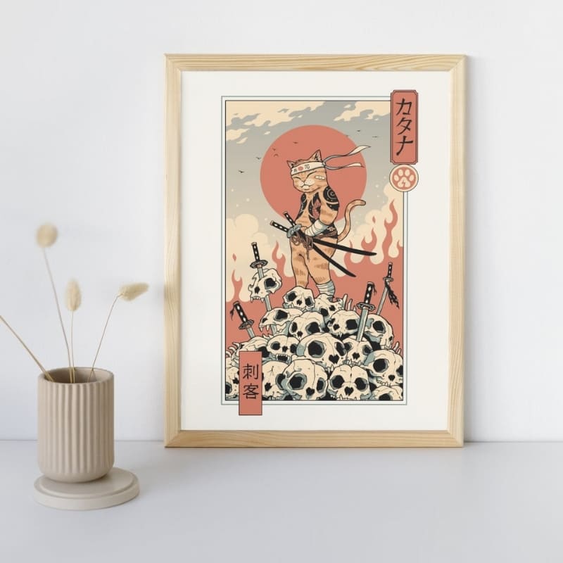 Japanisches Poster Ukiyo-e Neko Auftragsmörder A3