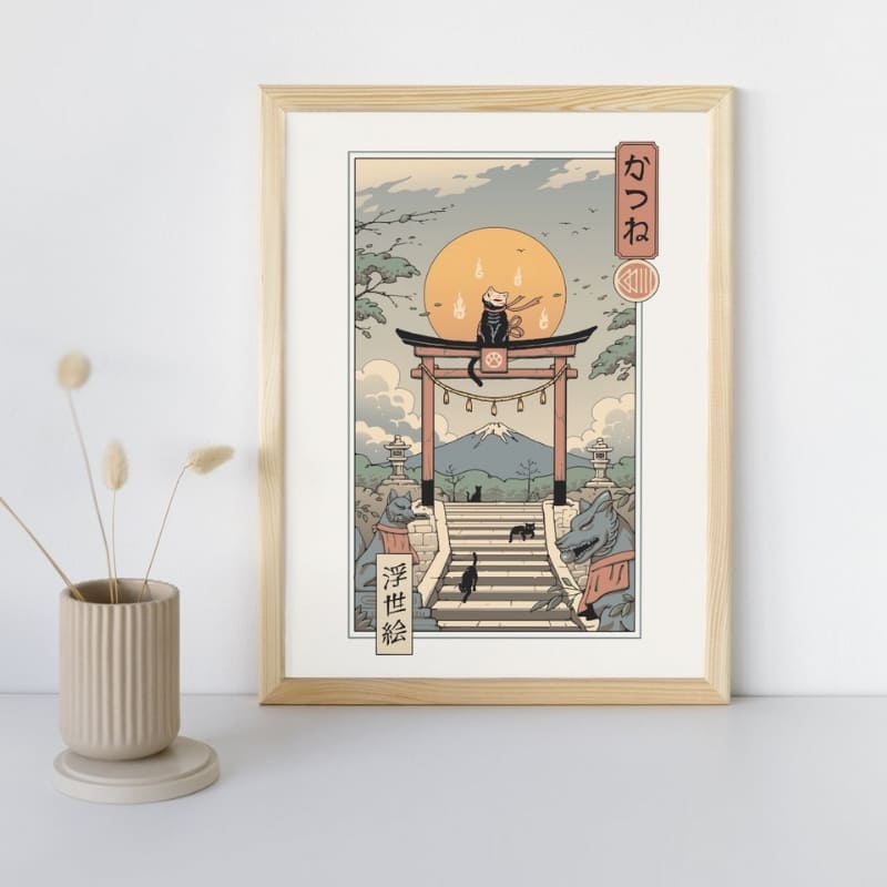 Japanisches Poster Ukiyo-e Neko Inari A3