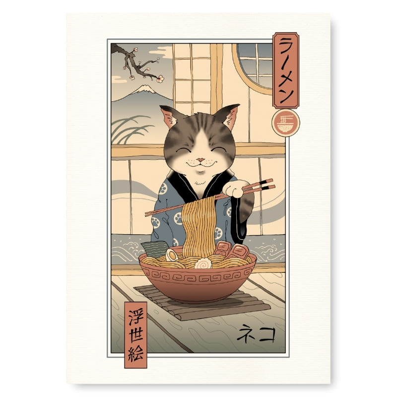 Japanisches Poster Ukiyo-e Neko Ramen A3