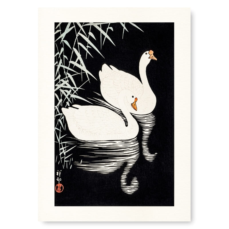 Japanisches Poster Weiße Gänse Aus China A3