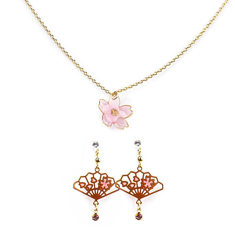 Japanisches Schmuckset Ohrringe & Halskette - Hanami
