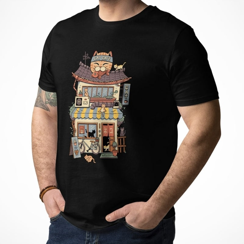 Japanisches T-Shirt Neko Kaffee