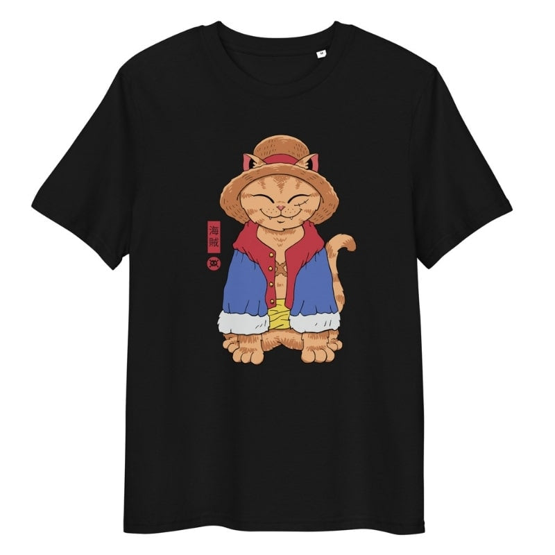 Japanisches T-Shirt Neko Strohhut S / Schwarz