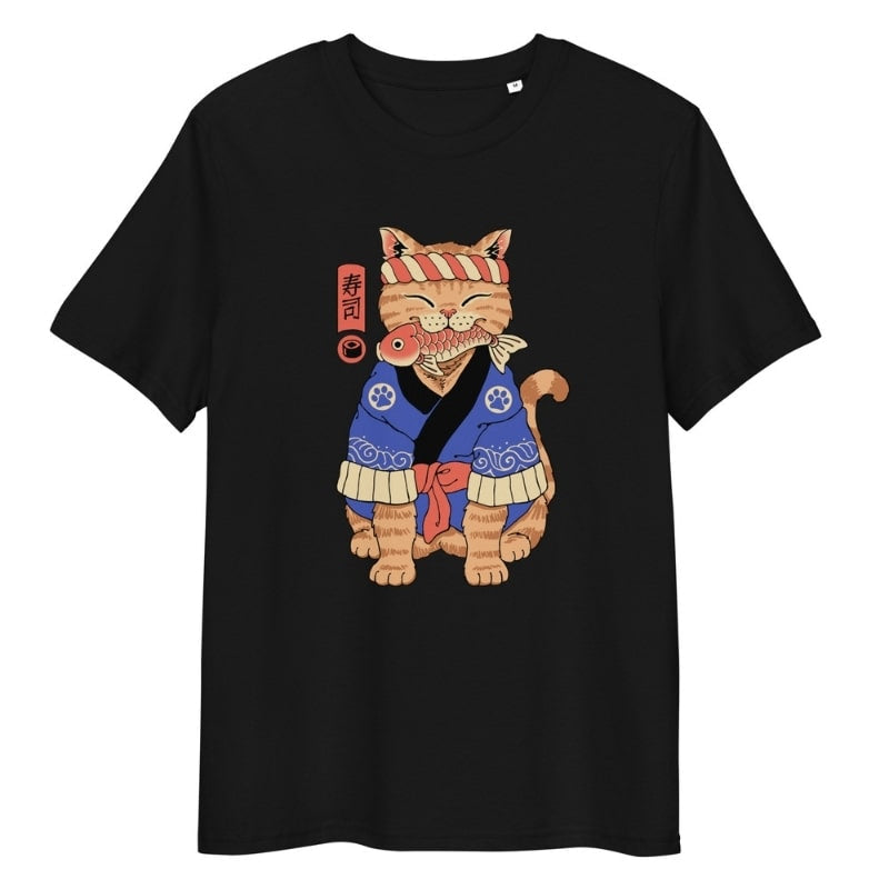 Japanisches T-Shirt Neko Sushimeister S / Schwarz