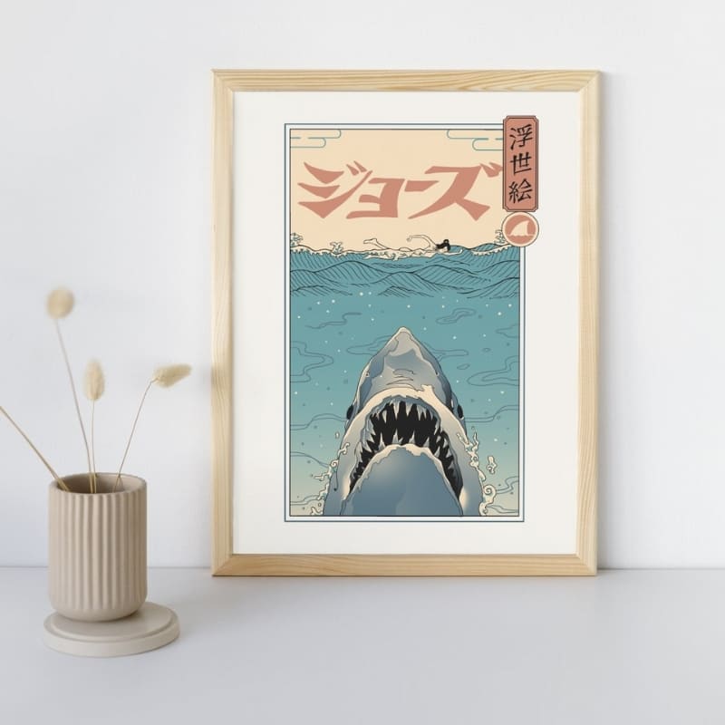 Japanisches Ukiyo-e Poster Der Weiße Hai A3