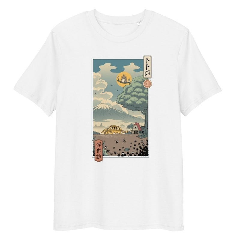 Japanisches Ukiyo-e T-Shirt Wächter des Waldes S / Weiß