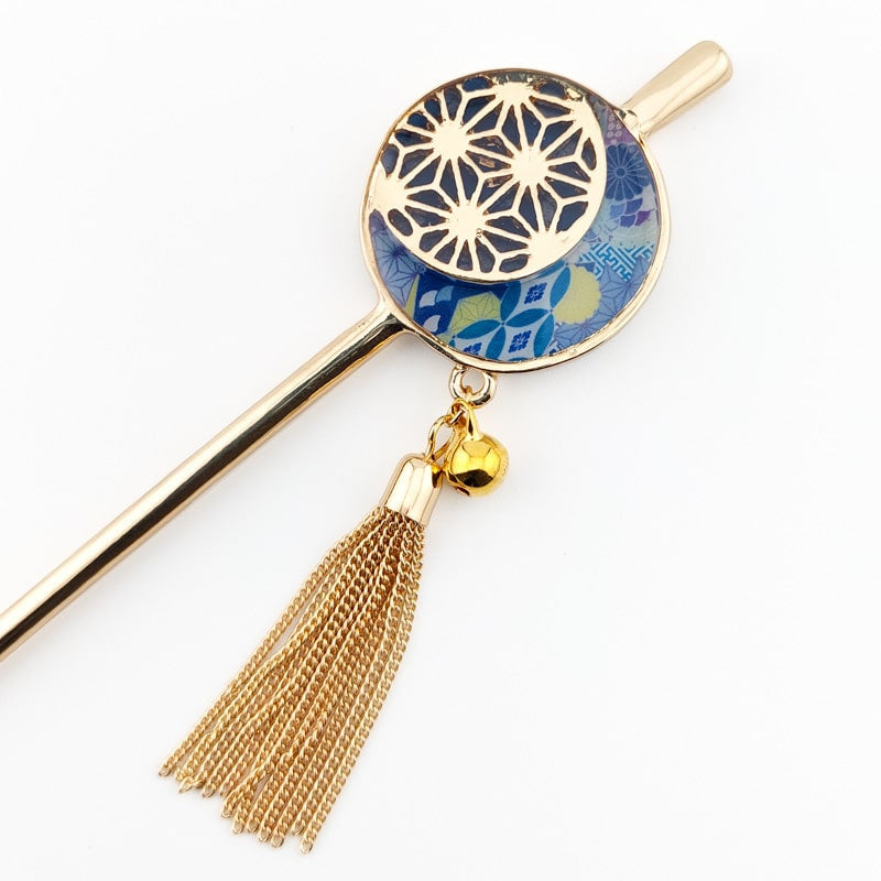 Japanischer Kanzashi Asanoha Blau