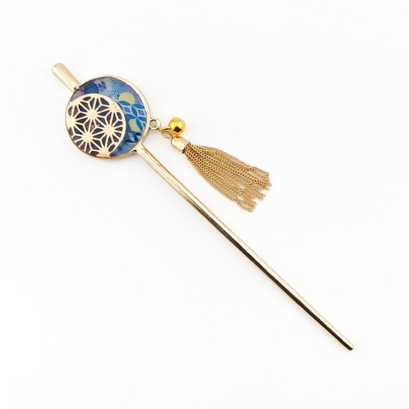 Japanischer Kanzashi Asanoha Blau