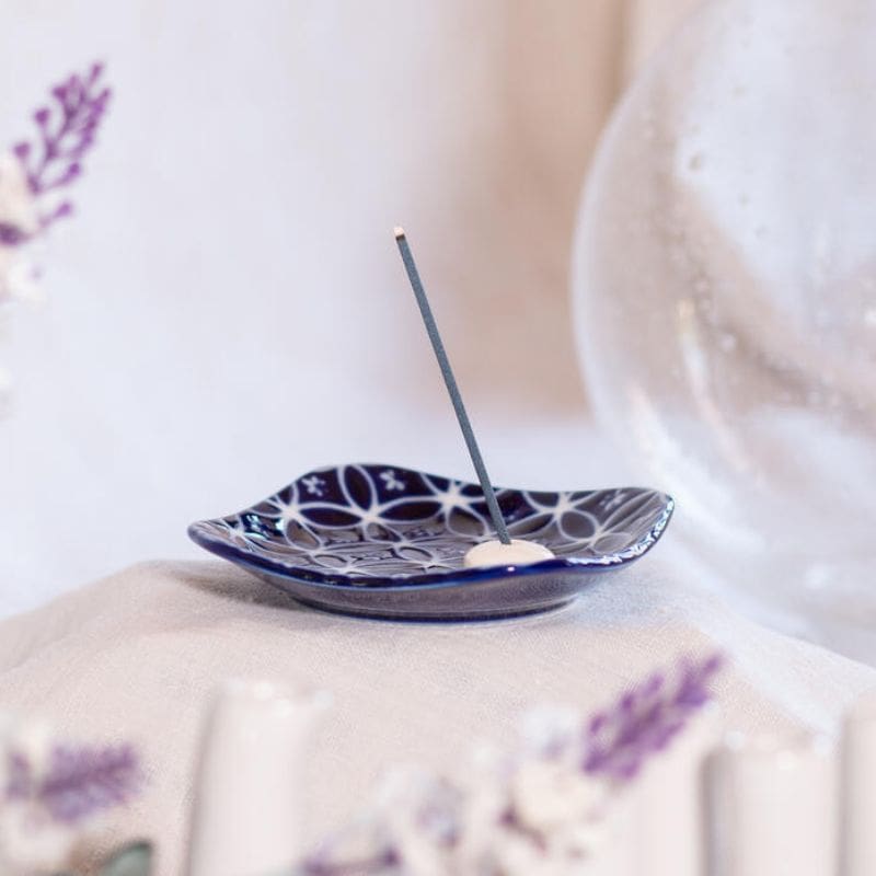 Keramik-Räucherstäbchenhalter Blau - Shippoh-Muster