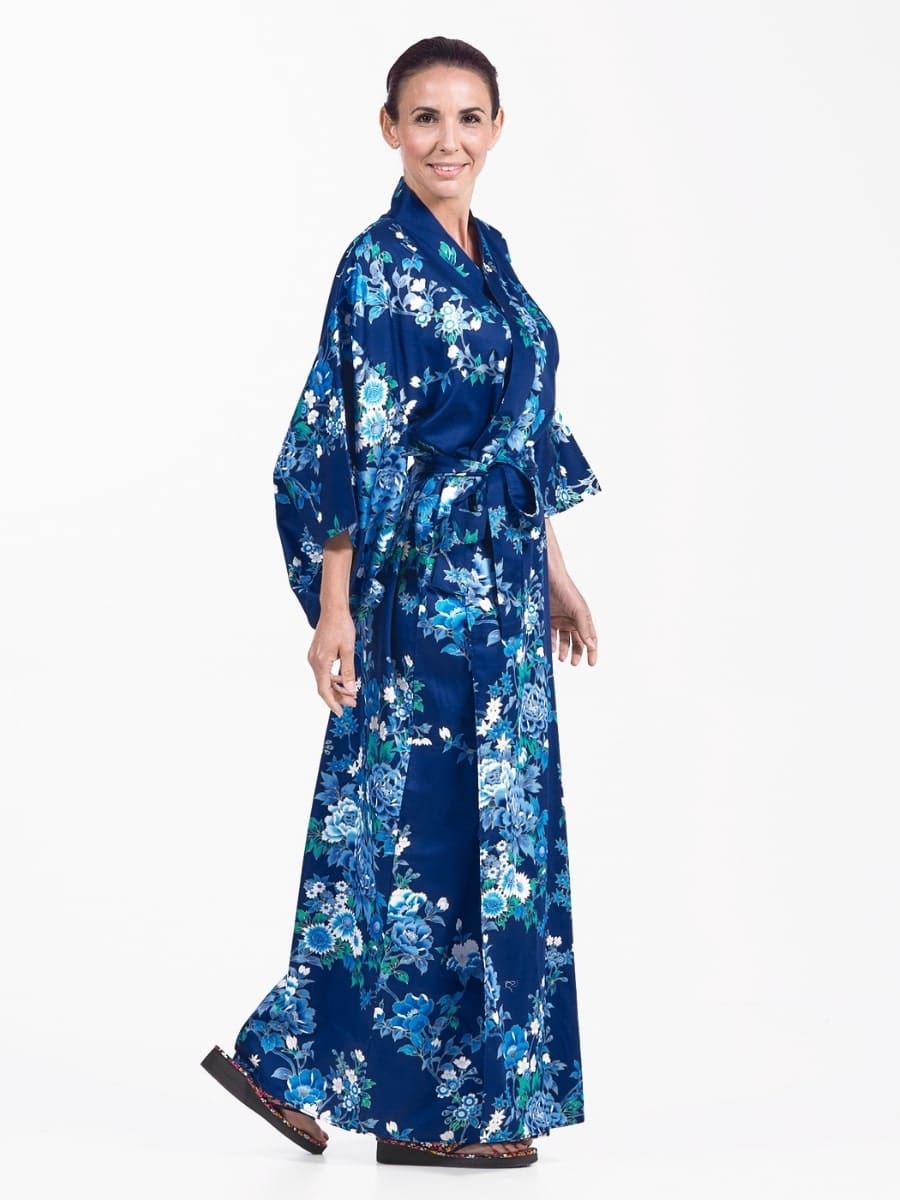 Kimono Japonais Femme Bleu Hana - Taille unique
