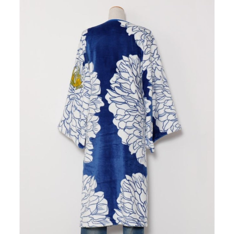 Kimono Nachtwäsche - Fleece Pfingstrose