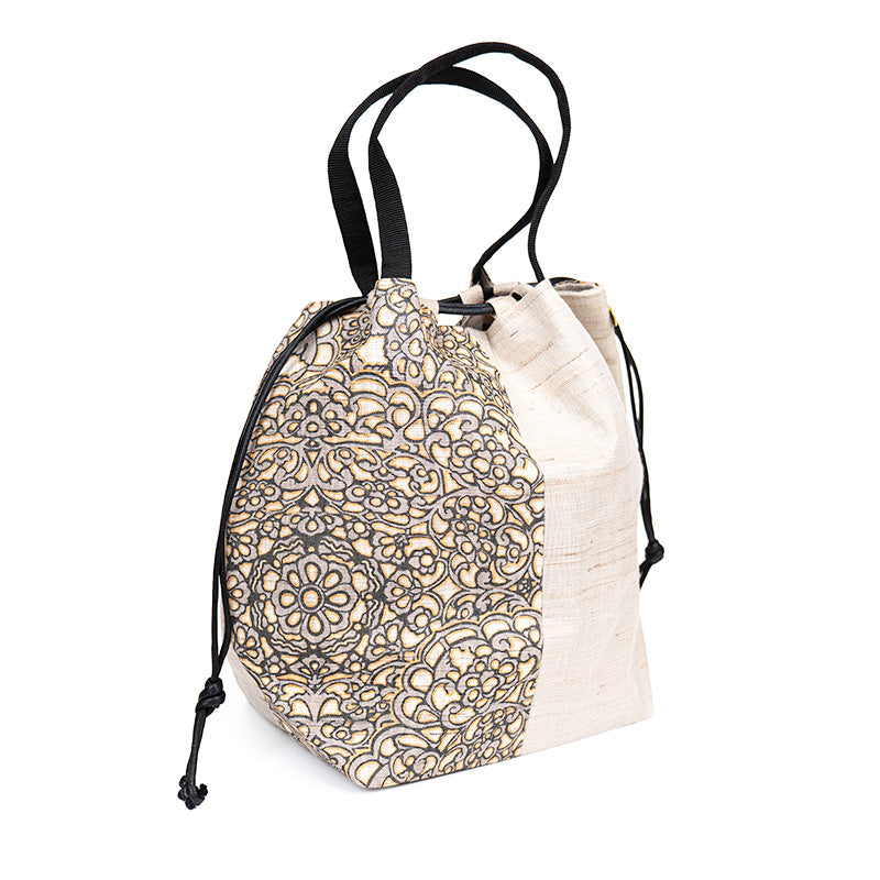 Kinchaku-Tasche Japanisch aus Handgewebtem Leinen Hōsōge