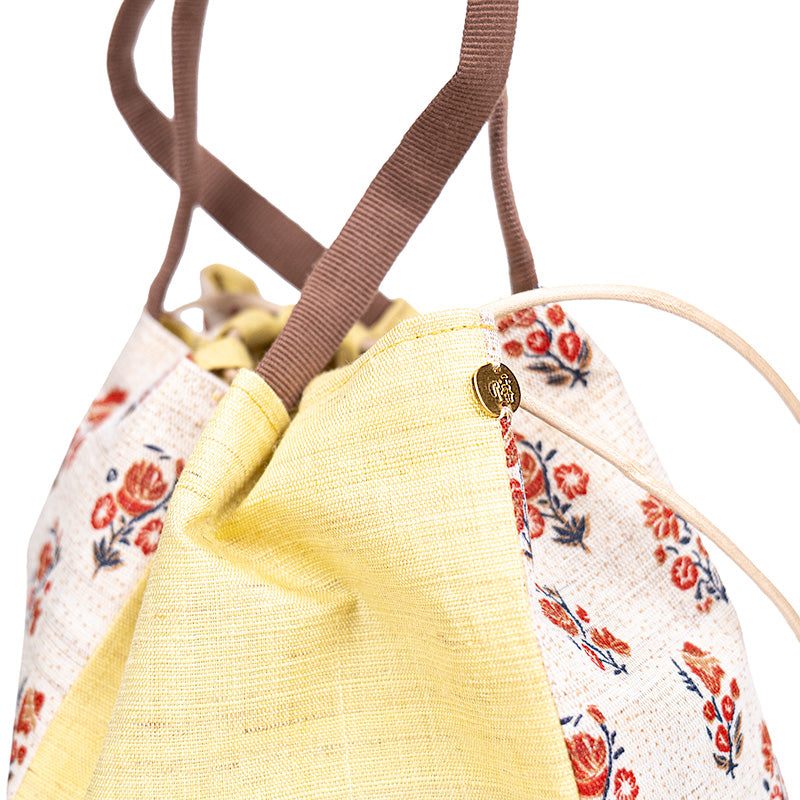 Kinchaku-Tasche Japanisch aus Handgewebtem Leinen Sarasa
