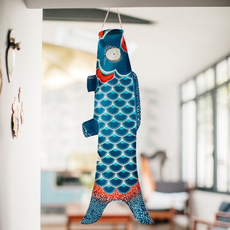 Koinobori Traditionell Blau - 70 cm