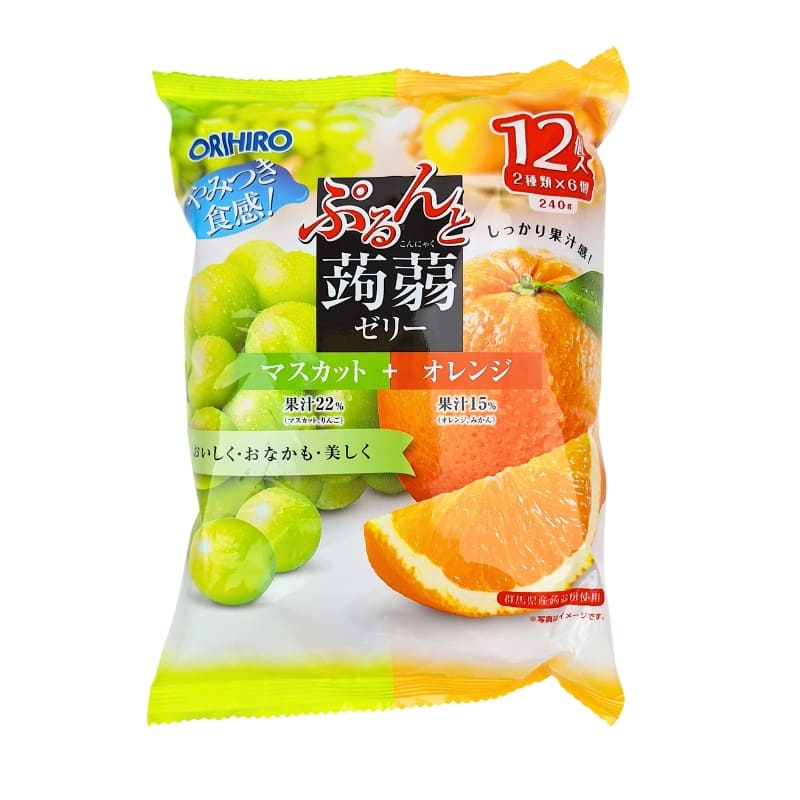 Konjak-Kaubonbon Muskattraube & Orange Orihiro