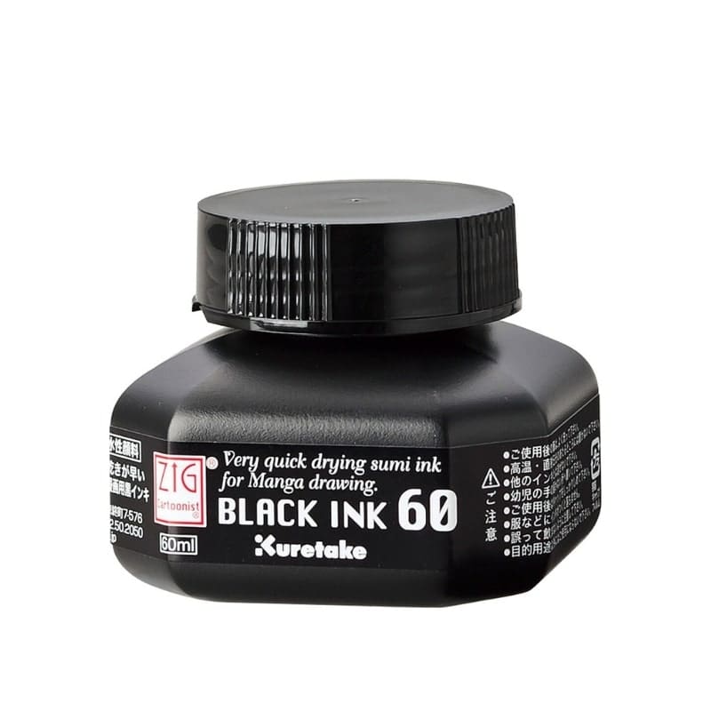 Kuretake ZIG Schwarze Tinte – 60 ml
