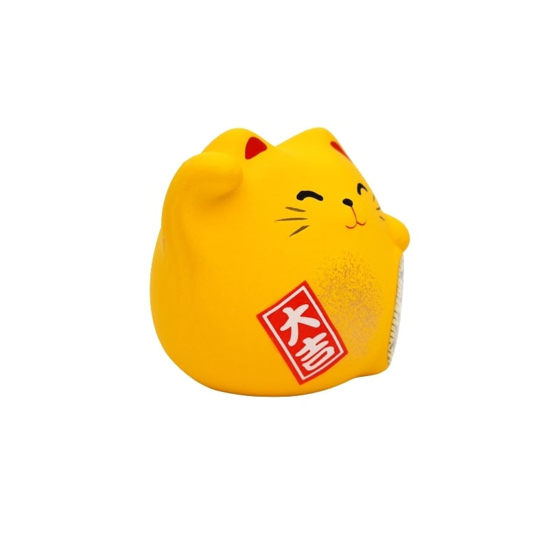 Maneki Neko Rund Gelb