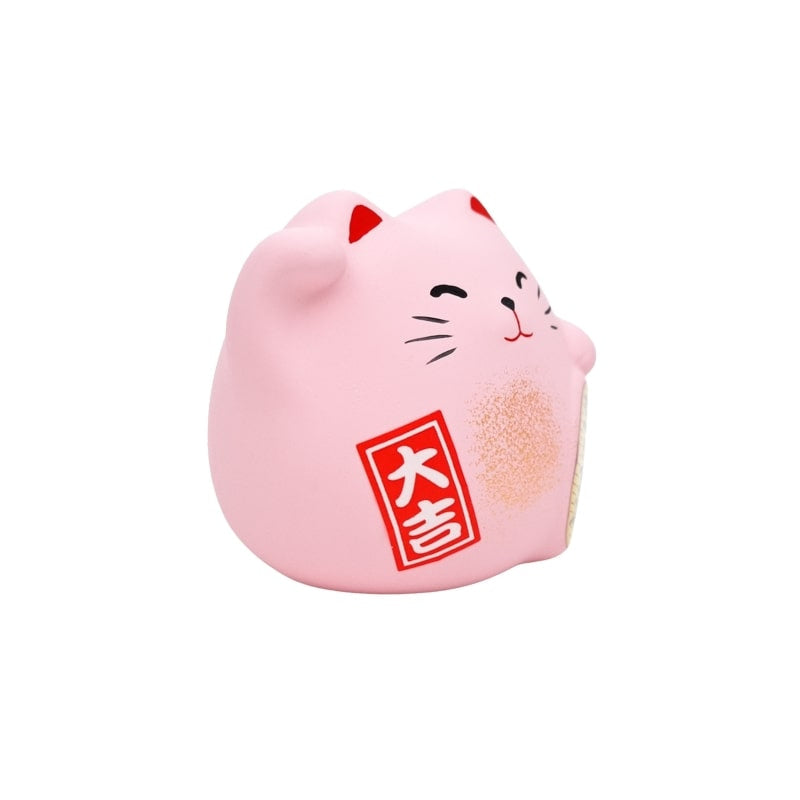 Maneki Neko Rund Rosa