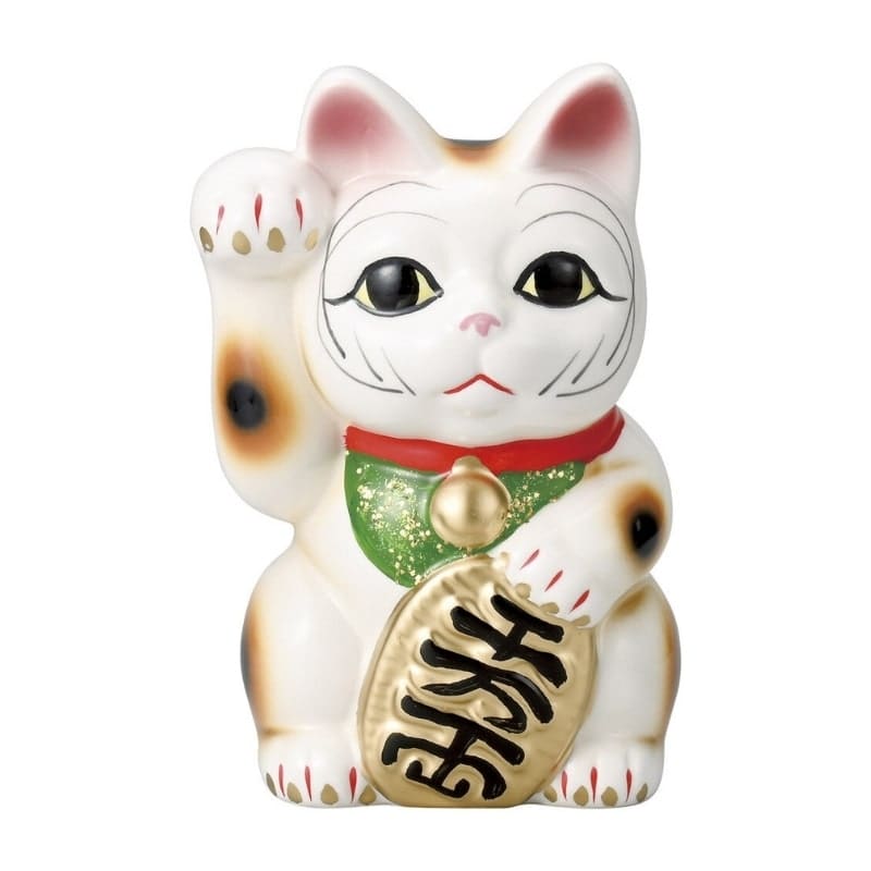 Maneki Neko Weiß Rechte Pfote - 17 cm