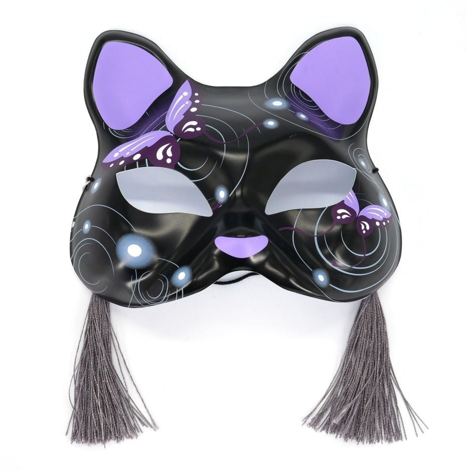 Maske Japanische Katze Schwarz und Violett