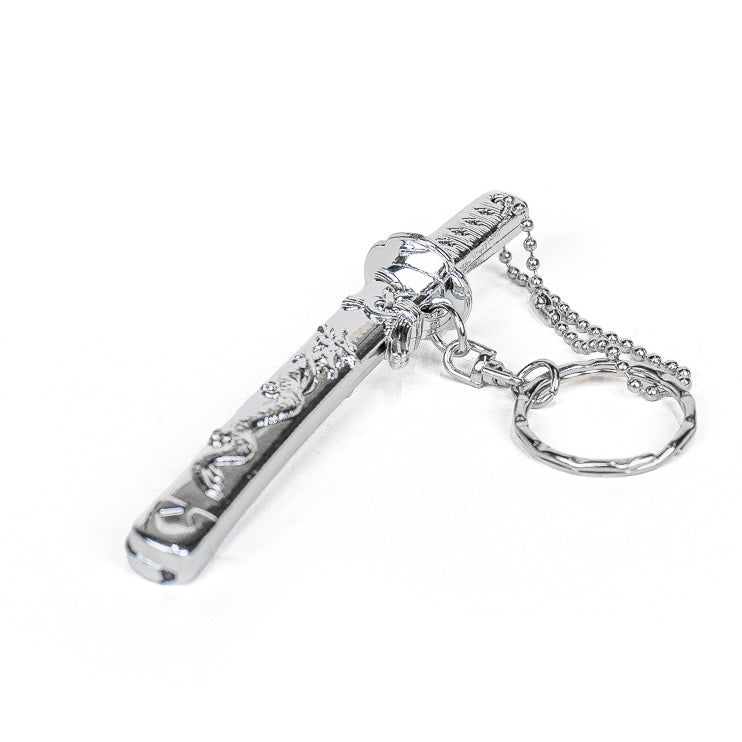 Mini-Katana Schlüsselanhänger - Silberner Drache