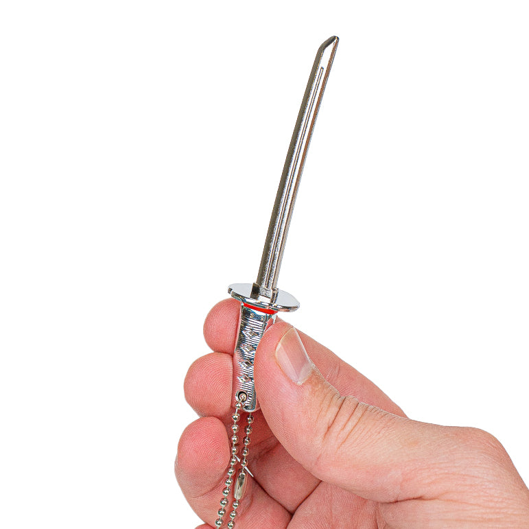 Mini-Katana Schlüsselanhänger - Silberner Drache