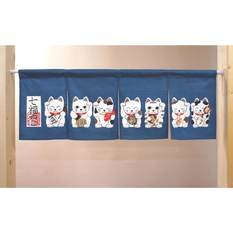 Noren Kurz - Blau Neko 85 x 30 cm