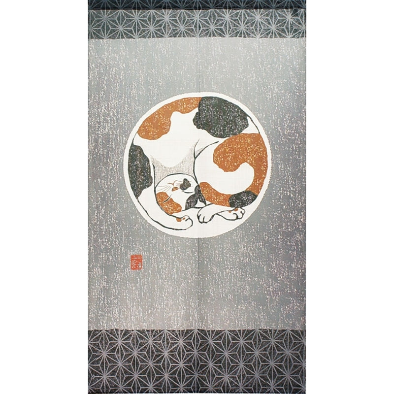 Noren Vorhang - Katze Asanoha 85 x 150 cm