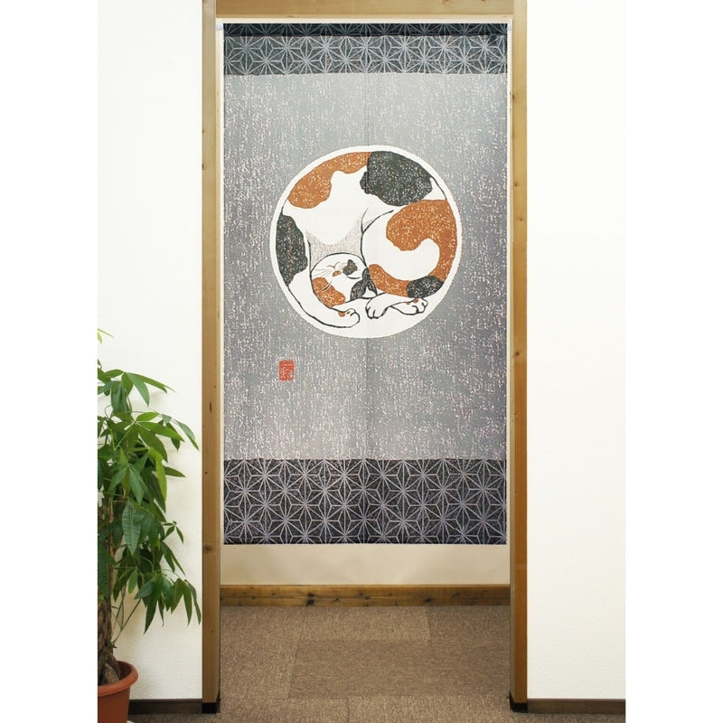 Noren Vorhang - Katze Asanoha 85 x 150 cm