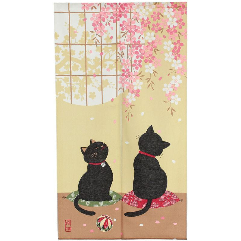 Noren Vorhang Sakura Neko 85 x 150 cm