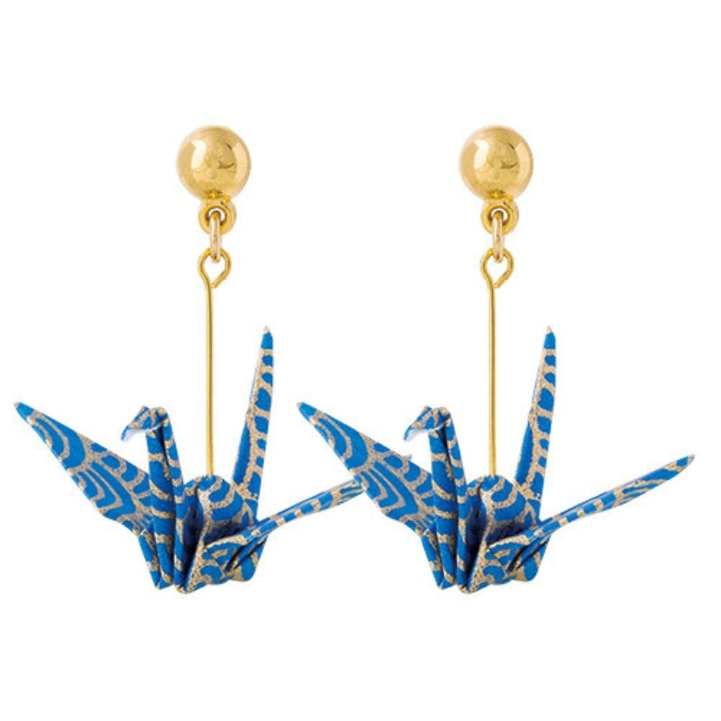 Origami Kranich Ohrringe - Blau