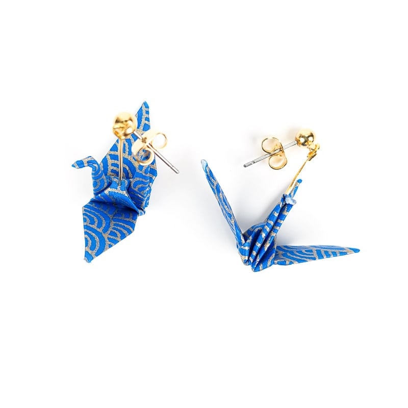 Origami Kranich Ohrringe - Blau