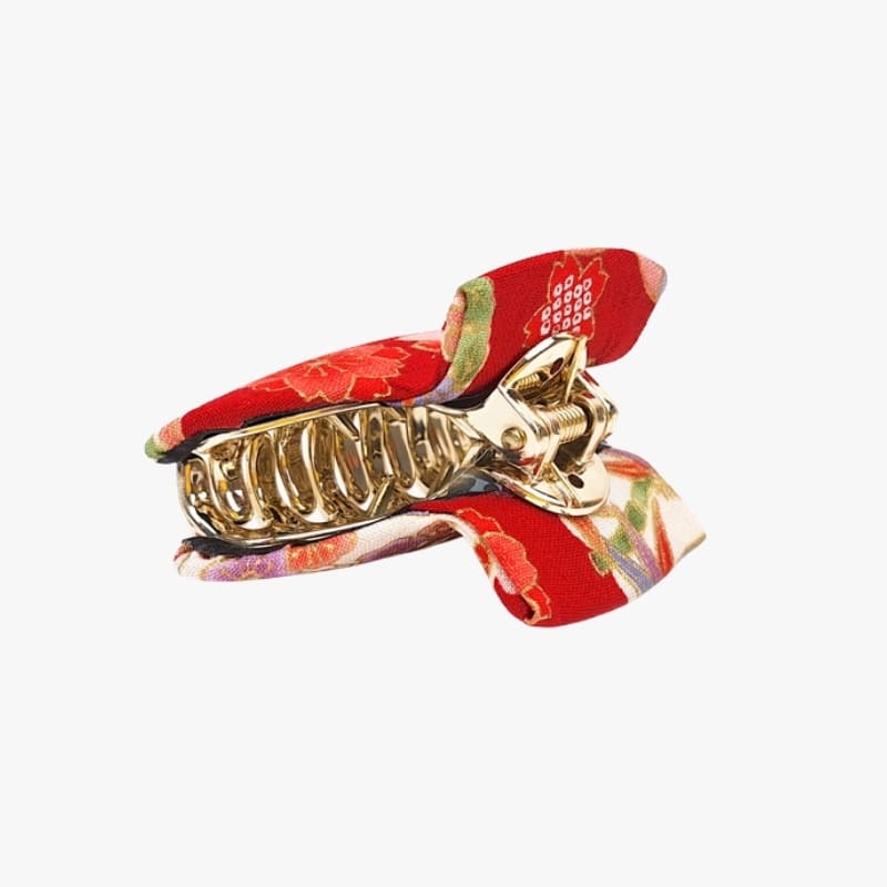 Japanische Stoff-Haarklammern Rot