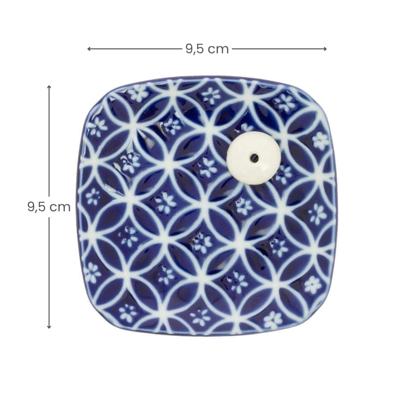 Porte-encens Céramique Bleu Motif Shippoh