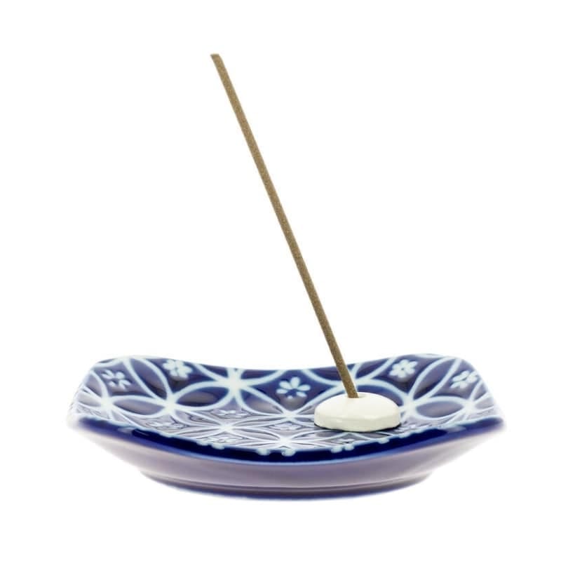 Porte-encens Céramique Bleu Motif Shippoh