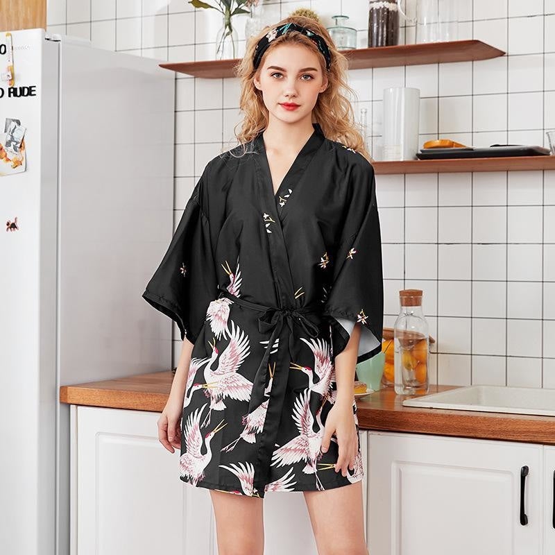 Pyjama Damen Schwarz - Kimono M