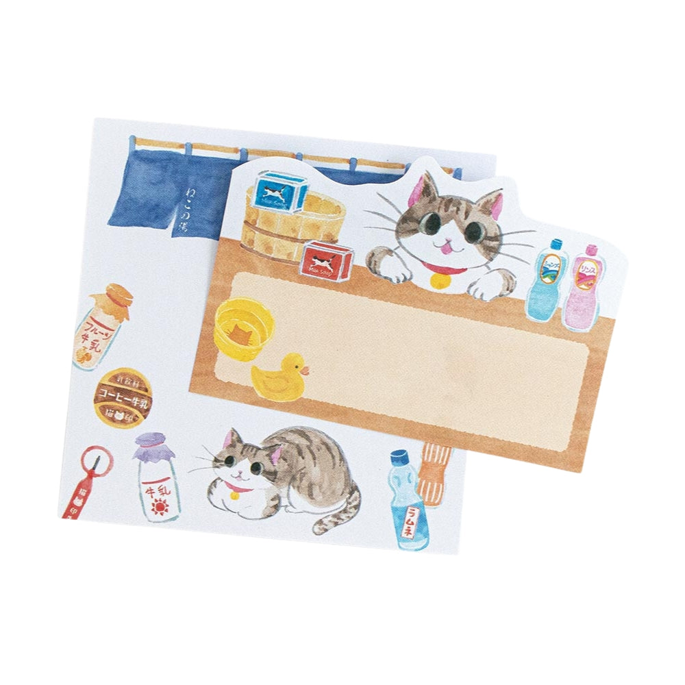 Retro-Haftnotizen - Katze im Sentō