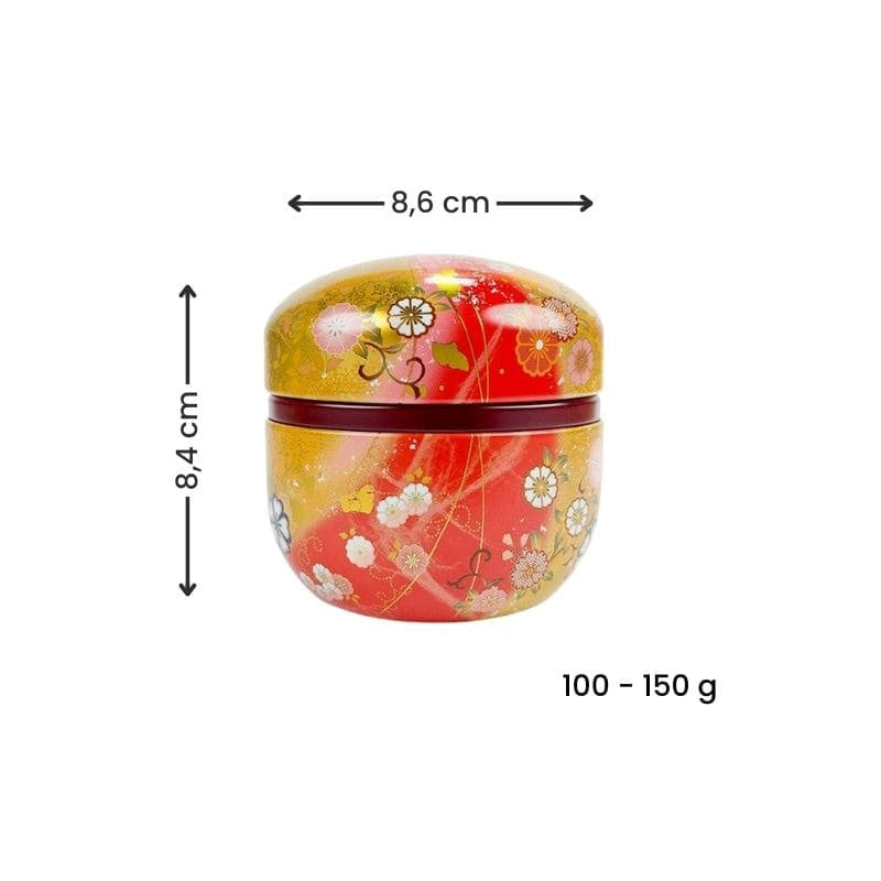 Runde Teedose In Gold Und Rot