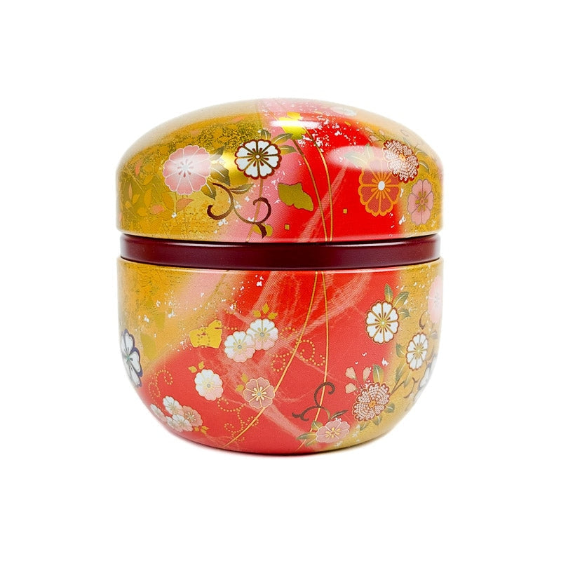 Runde Teedose In Gold Und Rot