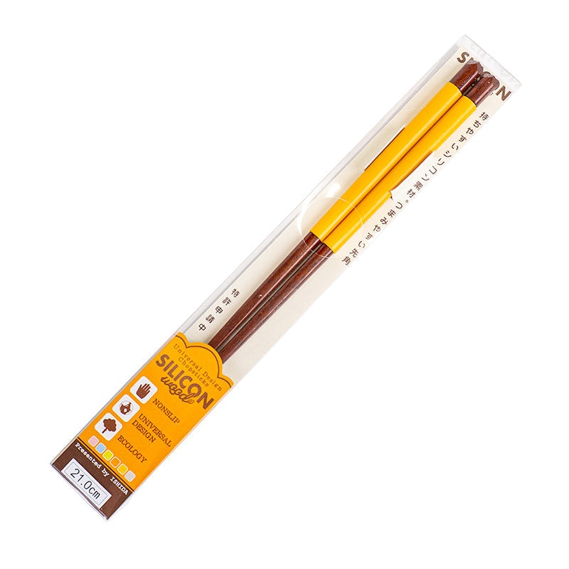 Rutschfeste japanische Essstäbchen aus Silikon gelb
