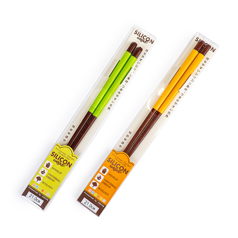 Rutschfeste japanische Essstäbchen aus Silikon gelb