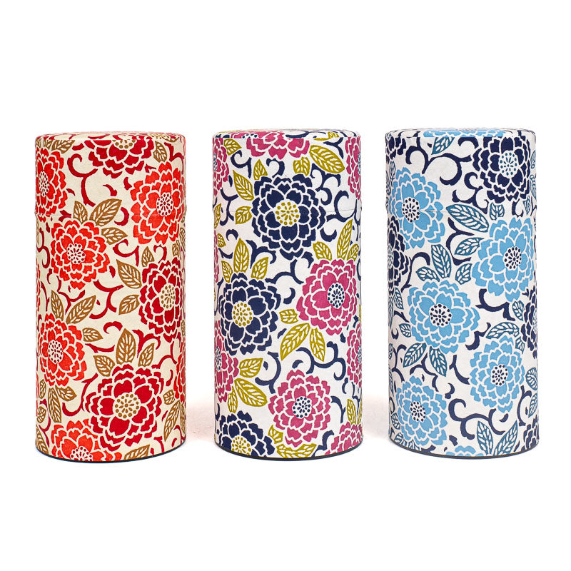 Set aus Drei Teedosen mit Washi-Papier - Blumen