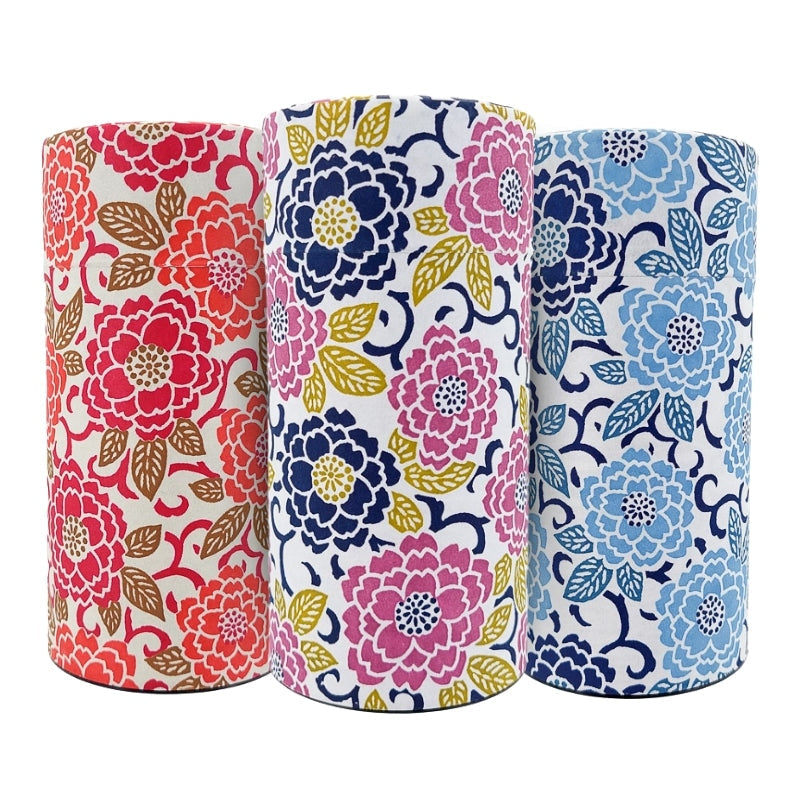 Set aus Drei Teedosen mit Washi-Papier - Blumen