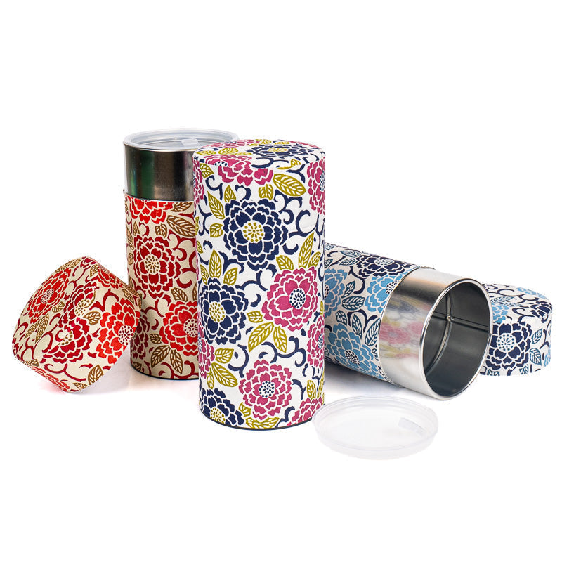 Set aus Drei Teedosen mit Washi-Papier - Blumen