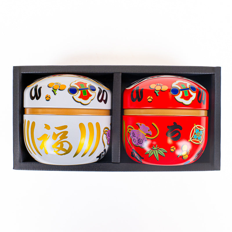 Set aus Zwei Metall-Teedosen - Daruma