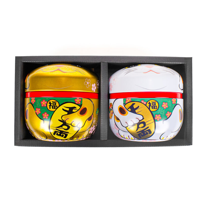 Set aus Zwei Metall-Teedosen - Maneki Neko