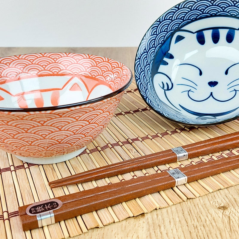 Set mit 2 Japanischen Schalen - Katze