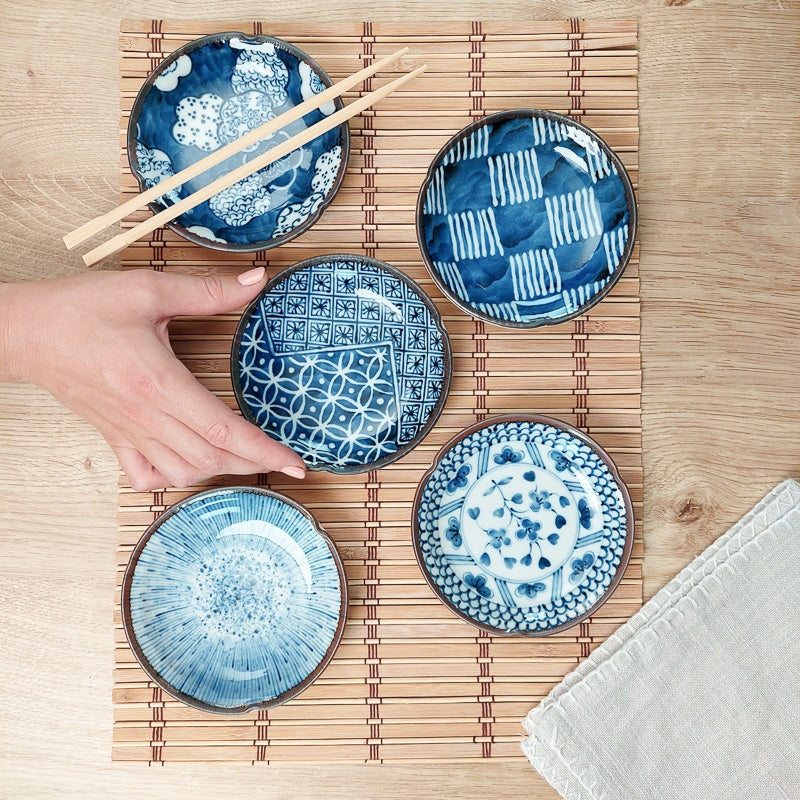 Set mit 5 Flachen Japanische Teller